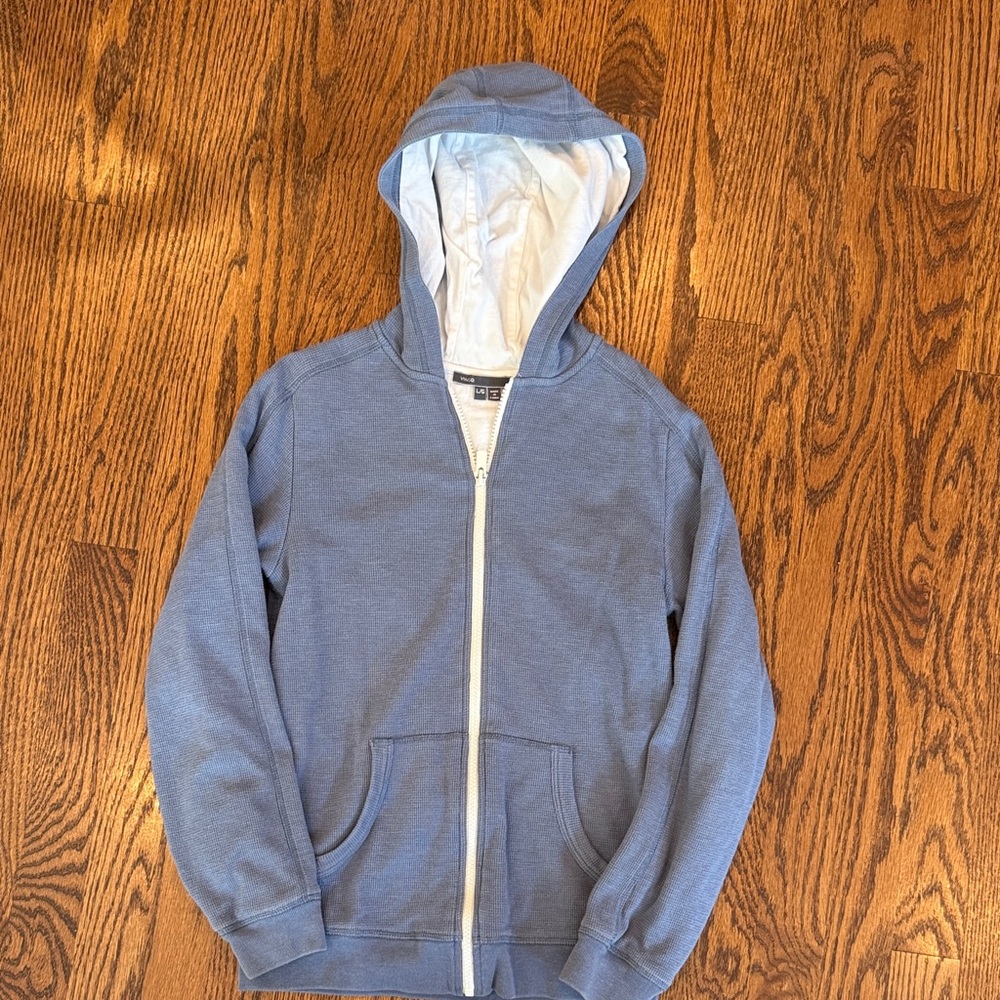 Vince Textured Knit Hoodie in Blue